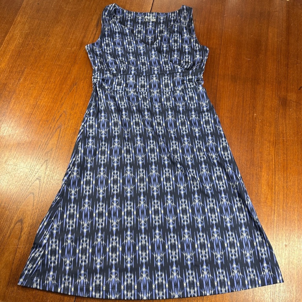 Eddie Bauer Sleeveless Surplice Dress Sz  XS Blue Athleisure Outdoor Office Ikat